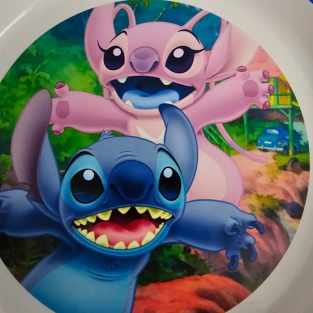 Disney Lilo & Stitch Angel Melamine Plate and Bowl Set Tropical Blue White